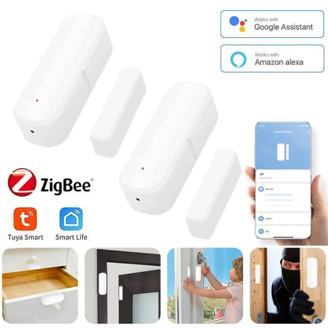 Tuya Zigbee ドア窓センサースマートセキュリティアラーム開閉検知器ホーム盗難防止ドア接触センサー Google ホーム Alexa
