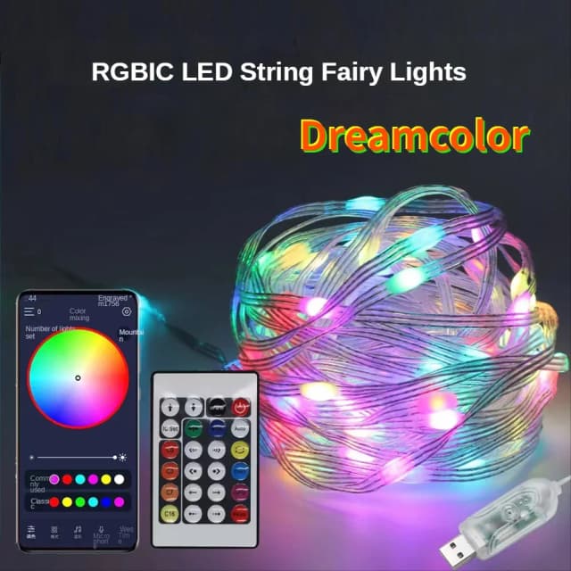 Bluetooth LEDストリングライト,RGBライト,アドレス指定可能な花輪,クリスマスパーティー,結婚式の装飾,5v dc,ws2812b,20m
