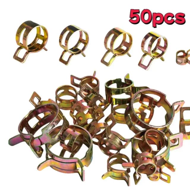 50 個ファスナー 5 ミリメートル 6 ミリメートル 7 ミリメートル 8 ミリメートル 9 ミリメートルスプリングクリップ燃料水ラインホースパイプエアチューブクランプ燃料水チューブクランプファスナー
