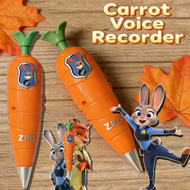 ズートピア2 キャロットレコーダーペン |   ジュディ＆ニックスタイル キッズ向け |   60年代ミニレコーダー |   2-in-1 ジェルペン文具