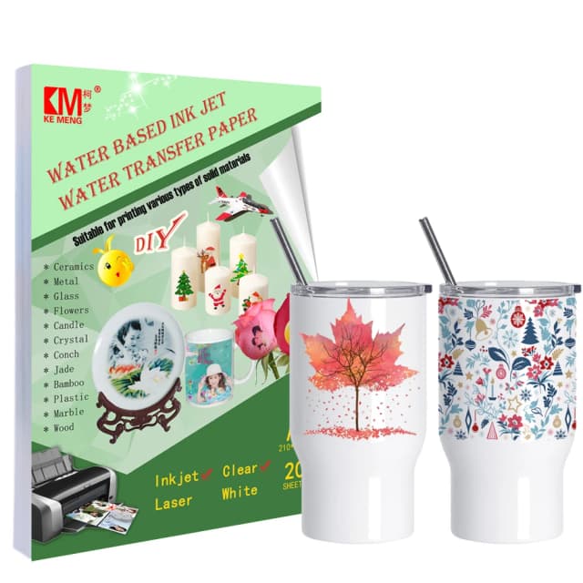 高解像度 DIY デザインカップインクジェットプリンタ用 A4 ウォータースライド転写印刷可能な紙透明ウォータースライドデカール紙