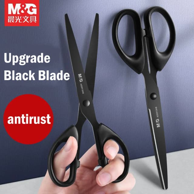 M & g-シャープなブラックブレードはさみ、防錆、学生用ペーパーカッター、家庭用事務用品、160mm、180mm