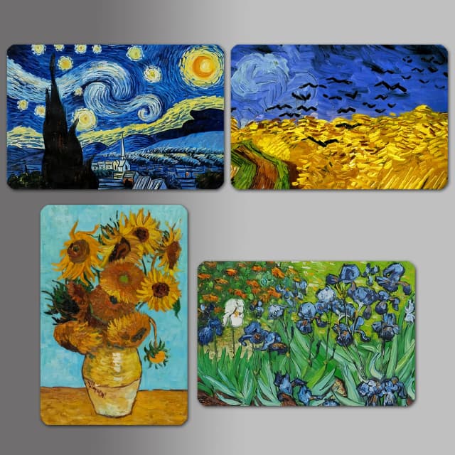 4 ピース/セットアートプリント冷蔵庫マグネット、世界的に有名な絵画クリエイティブ装飾磁気冷蔵庫ステッカー