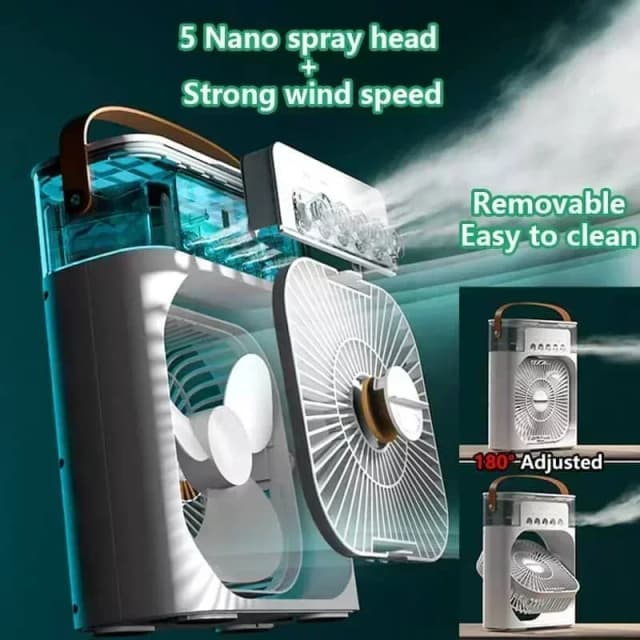 3 em 1 novo ventilador ar condicionado doméstico pequeno refrigerador de ar led night light portátil umidificador ventilador de ajuste de ar escritório casa ventilador