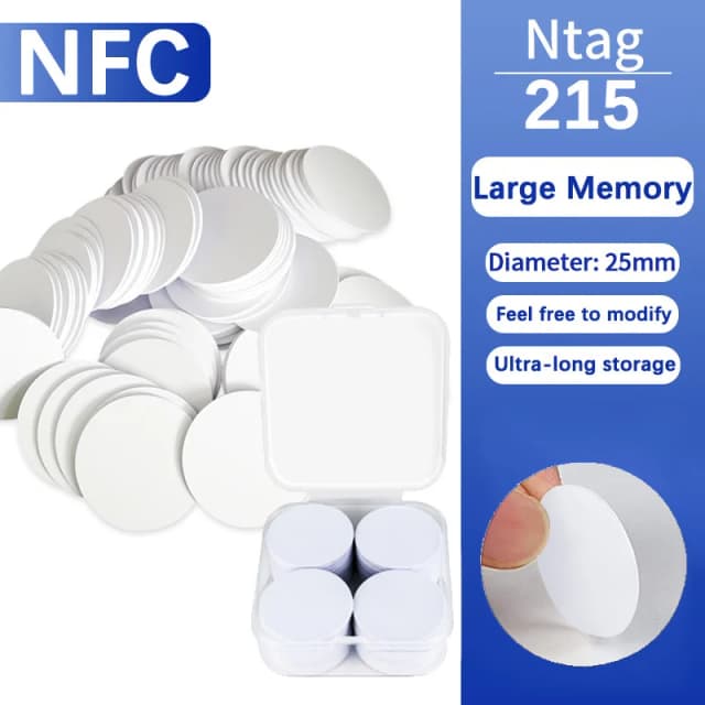NFC Ntag215 13.56MHz NFC コインボンディングカードバッジ ISO/EC14443A 25 ミリメートル防水 PVC 215 電子タグ