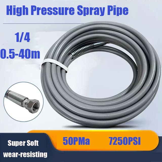エアレススプレーペイントパイプ,ジョイント付きファイバーホース,スプレーペイント付属品,bsp 1/4 ",7250psi,0.5m-40m