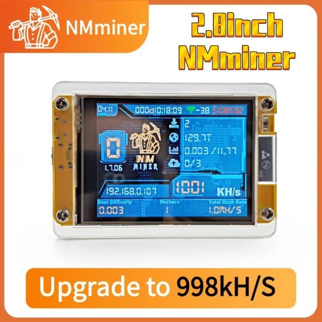 NMMiner NerdMiner V2 ハッシュレート ラッキーマイナー ESP32 2.8インチ スマートディスプレイ クリプトソロ抽選 960KH/s ビットコイン ESP32-2432S028R DROOM