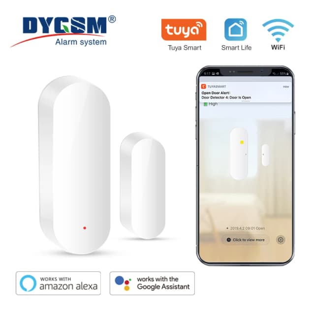 Tuya-スマートwifiドアセンサー,開閉検出器,制御通知,Smartlifeアプリ,Alexa,GoogleHomeと互換性があります
