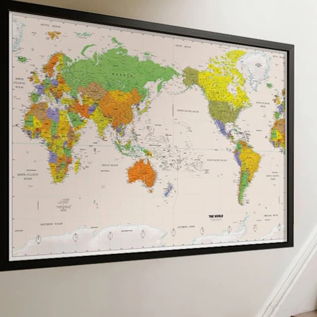 壁掛け地図、ポリエステル、国旗なしの世界地図、額なし教育用プリントポスター、壁装飾、旅行用品/学習ツール