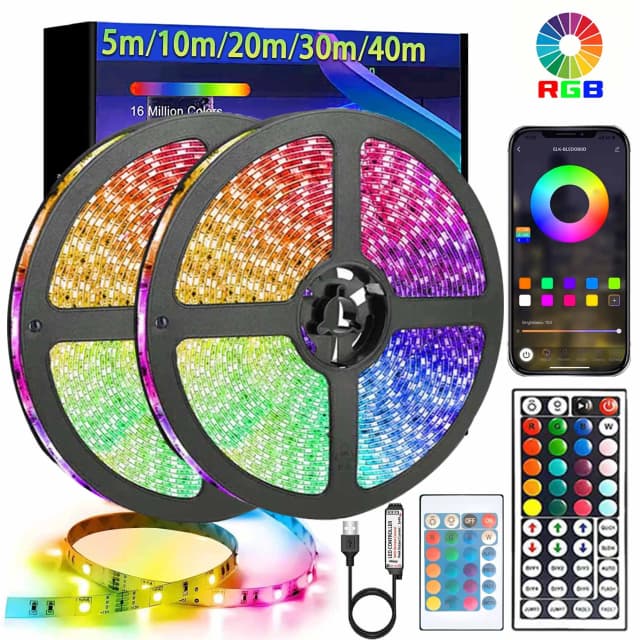 LED 5050ライトストリップ 5M 10M 20M 40M RGB テレビ背景照明 Bluetooth制御 USB ゲームルーム 家族パーティー装飾ライトストリップ