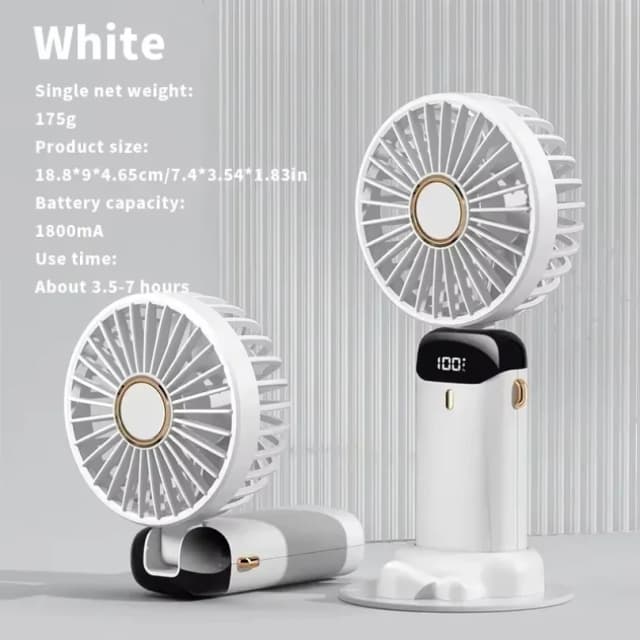 ミニ折りたたみファンポータブル 5 スピード小型デスクファンベース充電式ハンドヘルドファン電話スタンドと表示画面