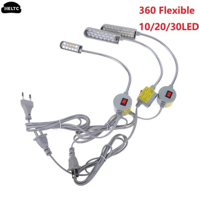 グースネックランプ,フレキシブル,磁気ベース,ワークベンチ,LED縫製機ランプ,360 LED,10、20, 30 LED
